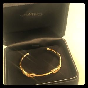 TIFFANY INFINITY 18k Gold Double Cuff w Diamonds